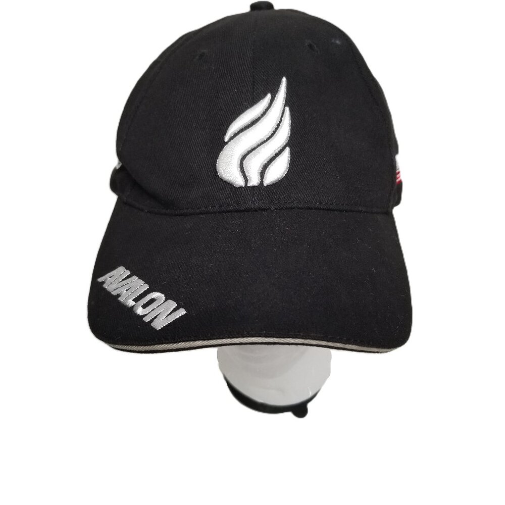 Avalon Black White Flame Logo USA Flag Dad Hat Adjustable Strapback